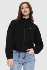 Image 2 of Full Zip Cropped Sweatshirt from Orolay - #color_Black