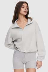 Image 2 of Full Zip Cropped Sweatshirt from Orolay - #color_Lightgrey