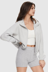 Image 3 of Full Zip Cropped Sweatshirt from Orolay - #color_Lightgrey