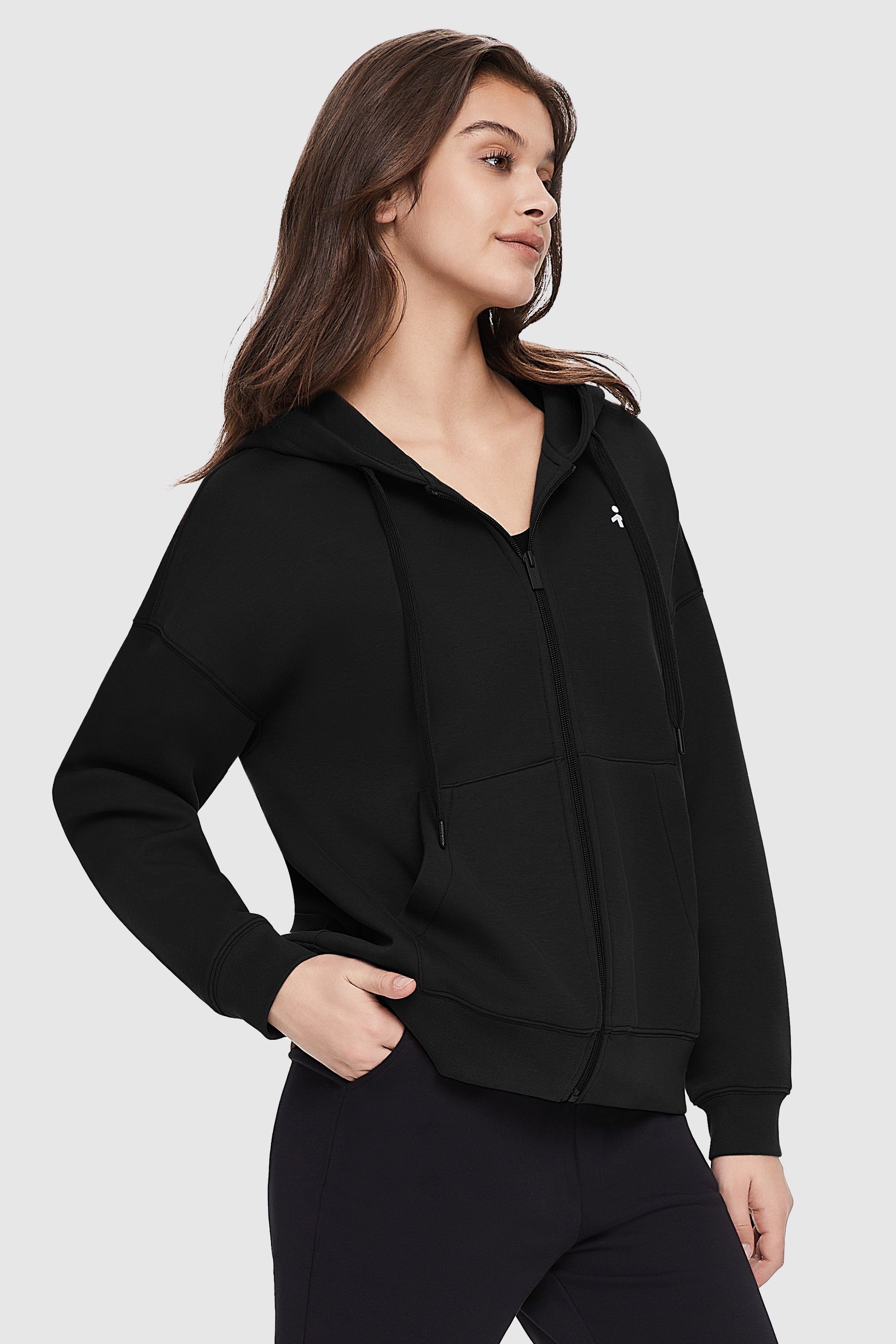 Image 4 of Full-Zip Athletic Hoodie - #color_Black