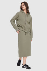 Image 2 of Casual High Waisted Midi Skirt - #color_Alfalfa