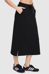 Image 3 of Causal High Waist Long Skirt - #color_Black
