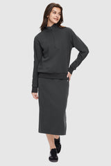Image 2 of Causal High Waist Long Skirt - #color_Odyssey Gray