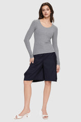 Image 2 of Scoop Neck Pullover Sweater from Orolay - #color_Quiet Gray