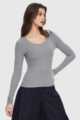 Image 3 of Scoop Neck Pullover Sweater from Orolay - #color_Quiet Gray