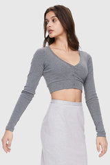 Image 3 of Cropped Pullover Sweater from Orolay - #color_Quiet Gray