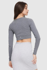 Image 4 of Cropped Pullover Sweater from Orolay - #color_Quiet Gray