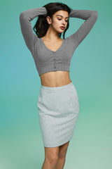 Image 5 of Cropped Pullover Sweater from Orolay - #color_Quiet Gray