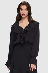 Image 1 of Dressy Casual Chiffon Blouse from Orolay - #color_Black