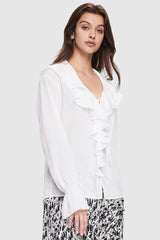 Image 1 of Dressy Casual Chiffon Blouse from Orolay - #color_White