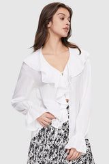 Image 3 of Dressy Casual Chiffon Blouse from Orolay - #color_White