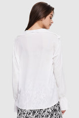 Image 4 of Dressy Casual Chiffon Blouse from Orolay - #color_White