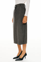 Image 5 of Wool Blend Straight Line Skirts from Orolay - #color_Black stripes