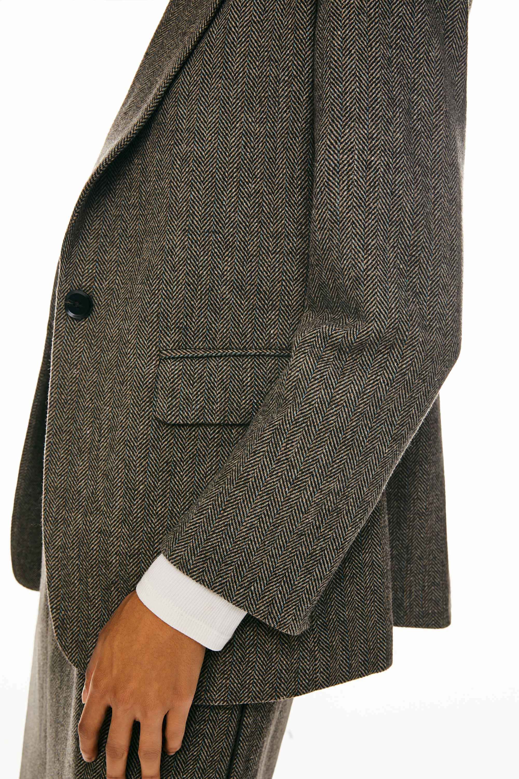 Image 7 of Wool Blend Office Blazer from Orolay - #color_Brown stripes