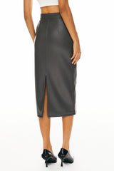 Image 5 of Faux Leather Pencil Skirts from Orolay - #color_Gray