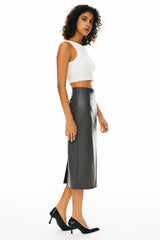 Image 4 of Faux Leather Pencil Skirts from Orolay - #color_Gray