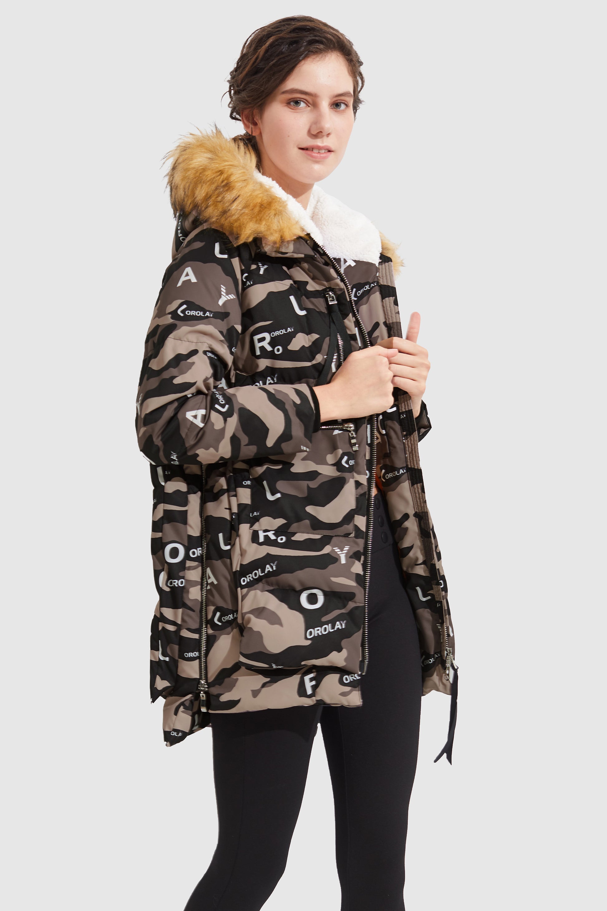 Orolay Camouflage Thickened Down Jacket Camouflage Green / S